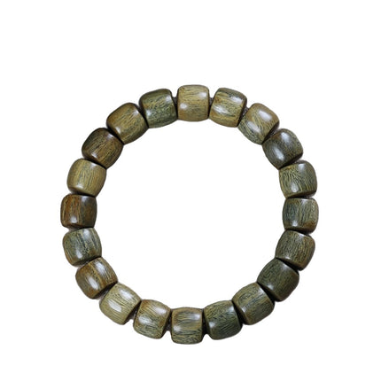 Natural Green Sandalwood Old-Style Bracelet, Simple Buddhist Prayer Beads, Chinese-Style Antique Jewelry Wholesale Products