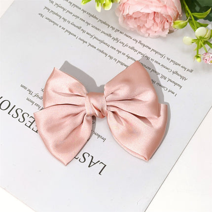 Korean Same Style Red Big Bow Hairpin Female Back Head Top Clip Simple French Retro Popular Kidsren's Hair Accessories