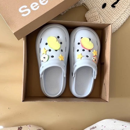 Women's Clogs 2026 Summer New Trendy Versatile Apple Star Thick-Soled Non-Slip Beach Half-Slippers for Women Summer