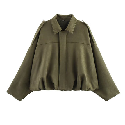 Za Cross-Border Amazon Hot-Selling Wholesale 2025 New European and American Style Suede Texture Bomber Jacket in Stock