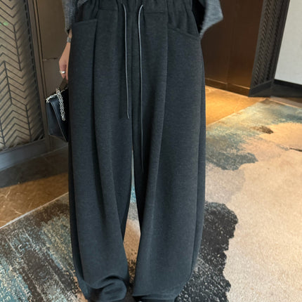【Clearance】Superniniyy Chao Heavy Silk Thin Velvet Scimitar Granny Pants Casual Wide-Leg Pants