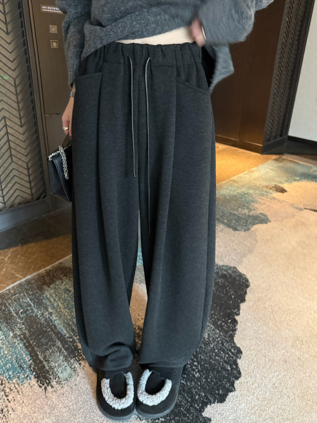 【Clearance】Superniniyy Chao Heavy Silk Thin Velvet Scimitar Granny Pants Casual Wide-Leg Pants
