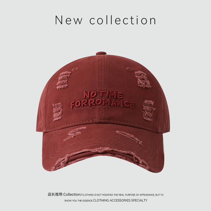 Korean-style Hole Embroidered Letter Baseball Cap Women's Summer Outdoor Sun Protection Showing Face Small Wide Brim Soft Top Sunshade Hat