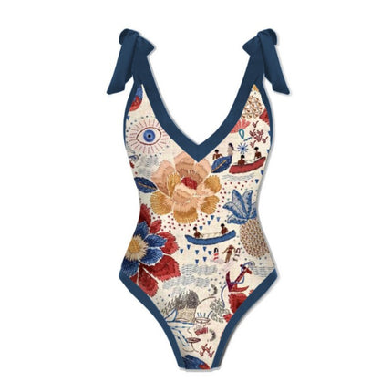 Cross-border New European and American Women's one-piece Swimsuit Sexy Printed Two-piece Skirt Hot Swimsuit Bikini suit