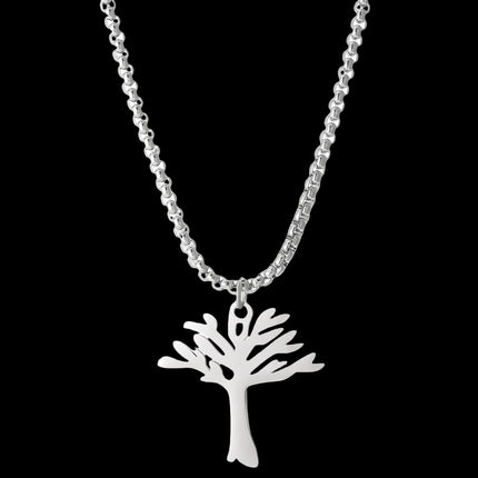 Personalized Versatile Hollow Tree of Life Stainless Steel Pendant Necklace for Women, Simple Non-Fading Chain for Men and Women, Stackable