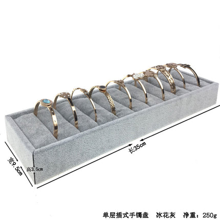 Trapezoidal 9-Slot Ring Holder Earring Display Jewelry Stand Ice Flower Pendant Jewelry Tray Accessory Tray Live Streaming Same Style