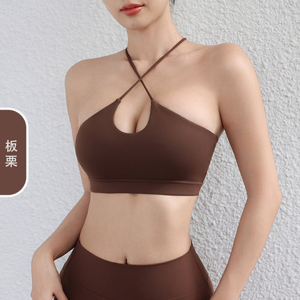 2025 Spring and Summer European and American Sexy Cross Sports Underwear Breathable Naked Yoga Bra Running Yoga Fitness Underwear