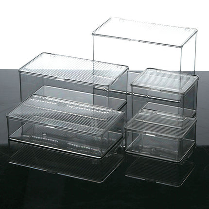 Desktop Storage Box with Lid Flip-Top Rectangular Transparent Acrylic Storage Box Kitchen Cosmetics Sundry Work Station