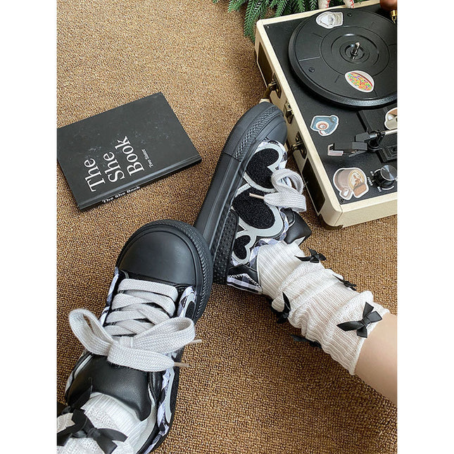 2025 New Spring Thick-soled Height-increasing Casual Shoes College Style Board Shoes High-grade Love Personality INS Shoes