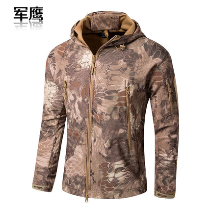 2026 Cross-Border Military Eagle Shark Skin Soft Shell Tactical Camouflage Jacket Men's Warm Breathable Wear-Resistant Military Fan Waterproof Jacket