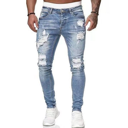 Spring and summer wish foreign trade new slim cross-border trend AliExpress leggings European and American ripped denim leggings men's pants