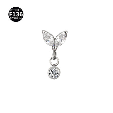 New pendant lip nail 0.9 teeth F136 titanium alloy moon lightning cone lip nail ear bone nail tragus 5A zircon