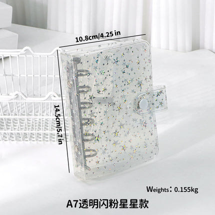 Little Red Book Hot Sale Original Mini 6 Hole Binder A7 Hand Book Shell PP Shell PVC Transparent Glitter Cover