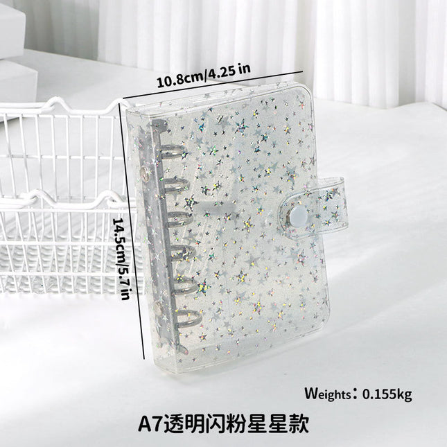 Little Red Book Hot Sale Original Mini 6 Hole Binder A7 Hand Book Shell PP Shell PVC Transparent Glitter Cover
