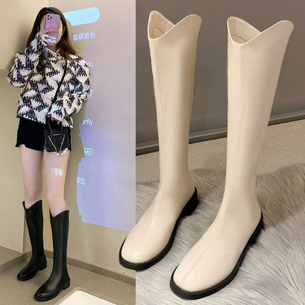 Long Boots for Women, Large Sizes 41 to 43, Knee-High Riding Boots, New Thick-Leg Wide-Calf Brown Boots for Wide Legs
