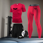 Red bat black short-sleeved three-piece suit / S