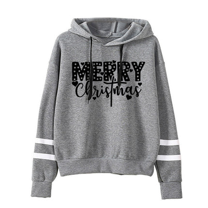 Foreign trade cross-border supply Christmas merry Christmas printed striped parallel bars hoodie men's and women's European size