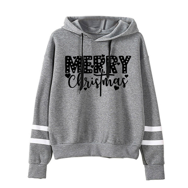 Foreign trade cross-border supply Christmas merry Christmas printed striped parallel bars hoodie men's and women's European size