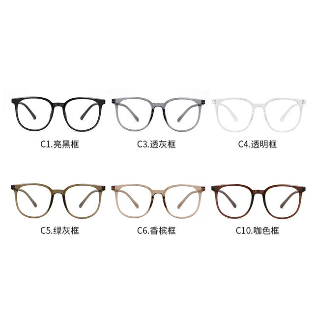 TR1144 round glasses frame anti-blue light with myopia optical frame plain Korean style Internet celebrity elastic light black frame