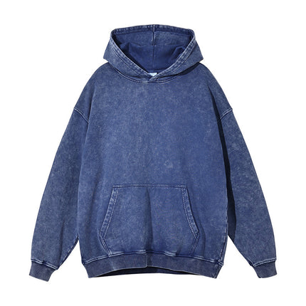 Men's Heavyweight 420g Retro Batik Distressed Hooded Sweatshirt Loose Washed Men's Trendy Brand New Sweatshirt Wholesale
