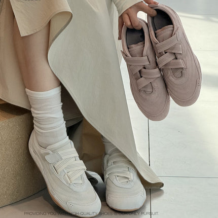 Trendy~2026 New French Retro Style Velcro Ballet Trainers for Women, Versatile Casual Sneakers