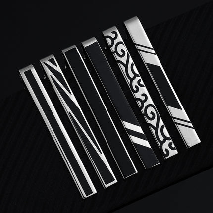 Tie Clip Men's Gold Geometric Line Style Silver Enamel Simple Classic New Black Xiangyun Copper Tie Clip