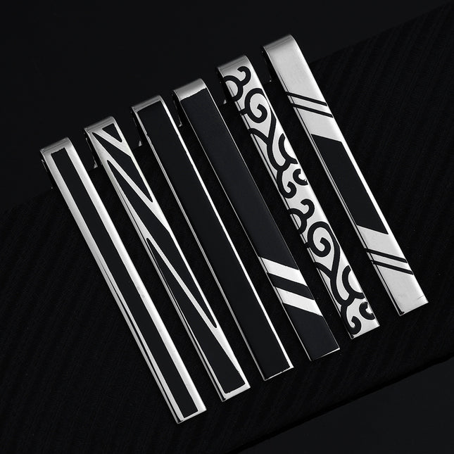 Tie Clip Men's Gold Geometric Line Style Silver Enamel Simple Classic New Black Xiangyun Copper Tie Clip
