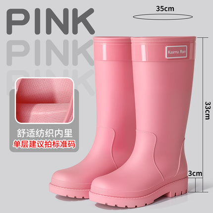 Black Fashionable Rain Boots High Thick-Soled Platform Non-Slip Rain Boots Outdoor Commuting Rainy Day Rubber Shoes Travel Brown Women's Waterproof Shoes