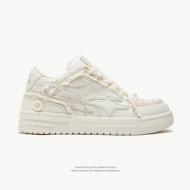 Guangzhou Shoes Destroyed Aesthetic Design Men's Shoes Men's Trendy Shoes White Sneakers Casual White Shoes Men's and Women's Couple Shoes