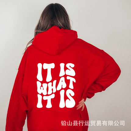 Cross-Border Export Women's Fleece Hoodie New Style Back Letter Print Hooded Sweatshirt Harajuku Hooded Top