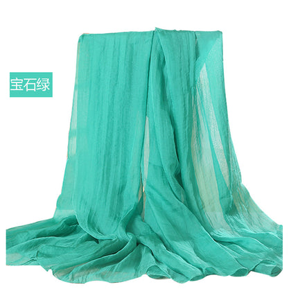 Simulated Silk Scarf Women's Long Oversized Red Gauze Scarf Sun Protection Shawl Beach Towel Catwalk Performance Pure Color Thin Section