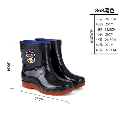 Rain Boots, Labor Protection Rain Shoes, Men's High-Top Non-Slip Kitchen Long-Tube Water Shoes, Camouflage Thickened Velvet, Cold-Proof, Durable and Waterproof