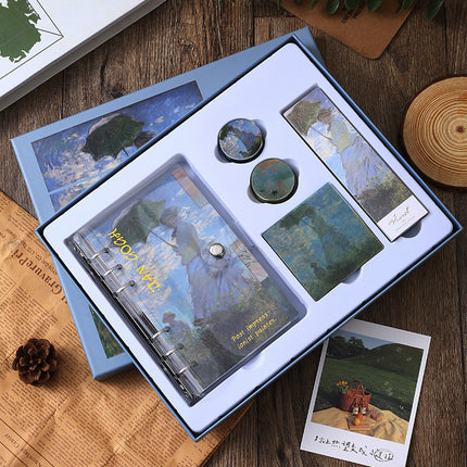 European and American Style Oil Painting Handbook Set Creative Van Gogh Monet Gift for Students Art Handbook Notepad Gift Box
