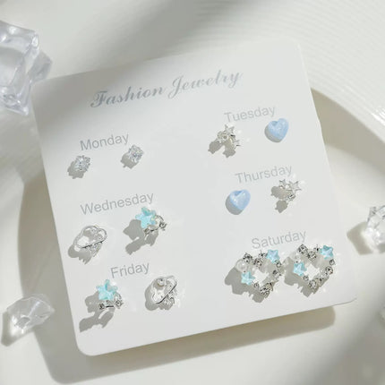 Exquisite Pink Zircon Butterfly Earrings suit Light Luxury High-end Earrings Sweet Fairy Style Earrings Summer Seaside