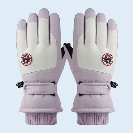 Winter Ski Gloves for Men and Women, Velvet Warm Outdoor Electric Vehicle Riding Waterproof Student Finger Touch Screen Gloves