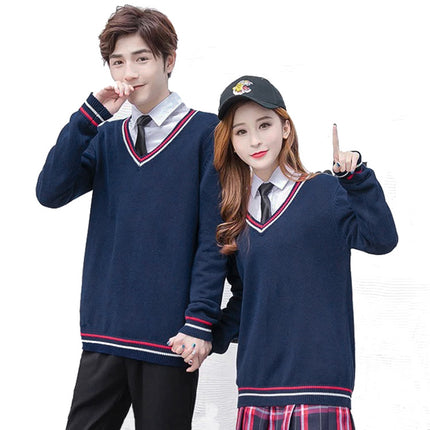 Spot Autumn and Winter Preppy Style Long-Sleeved Pullover Knitwear V Neck Woolen Knitwear Loose Jk School Uniform Knitwear Class Uniform