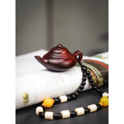 Lobular red sandalwood wood carving handle piece fortune pendant brave play piece text wealth pendant wood text play crafts