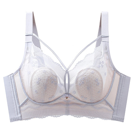Sexy Ultra-thin Rabbit Ears Lace Crystal Cup Thin Bra Push-up Breathable Large Chest Small Adjustable Women's Underwear