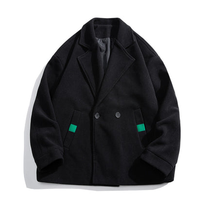 Autumn and Winter New Japanese Style Retro Double-breasted Suit with Bogged Collar and Woolen Collar Loose plus size Short Woolen Trash Coat