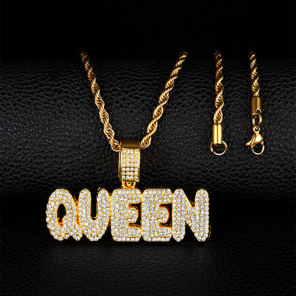 Cross-border explosions hip-hop pendant jewelry nightclub dancer alloy full diamond letter necklace factory wholesale fashion