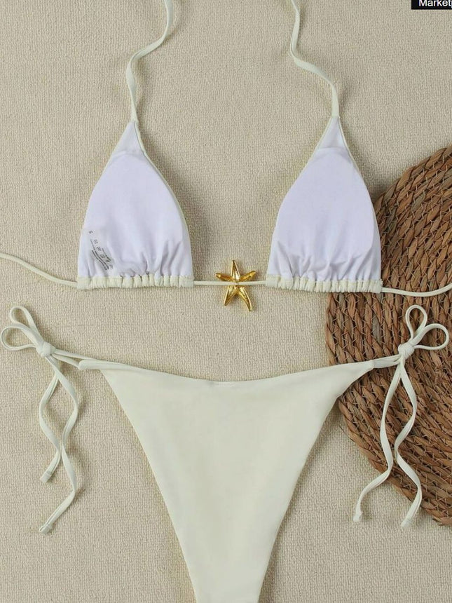 A12 Cross-Border New Swimsuit Women's Pure Desire Bikini European and American Three-Point Bikini Pure Color Swimsuit Amazon Fast Sale