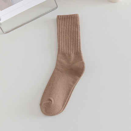 Socks Women's Ins Trendy All-Match Japanese Style Solid Color Medium Long Barrel High-Face Value Fried Street Autumn and Winter Sports Deodorant Stinky Stacking Stocking Stacking Stocking Stocking Stocking Stocking Stocking S