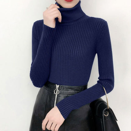 Factory direct turtleneck sweater women's autumn and winter all-match inner slim fit slim top black fashion knitted base shirt