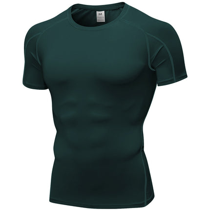 Men's PRO Tight Short-sleeved Fitness Sports Running Training Suit Elastic Quick-drying Clothes Short-sleeved T-shirt Clothes 1053