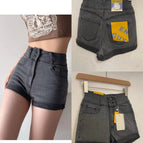 Two-button buttons, hip-covering elastic black and gray shorts, non-returnable / S