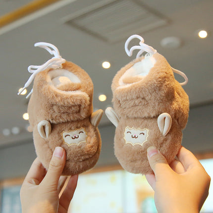Baby Shoes Autumn and Winter Fleece-Lined Thick Plush Cotton Shoes Non-Falling Boots 0-6-12 Months Male and Female Baby Soft Sole Toddler Shoes