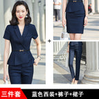 Blue suit + belt + skirt + pants / S