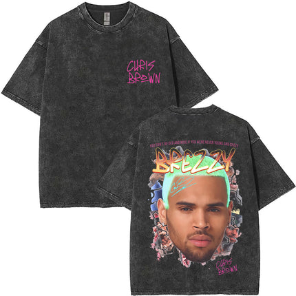Vintage Washed Chris Brown Pop Music Album Cover Graphic t Shirt