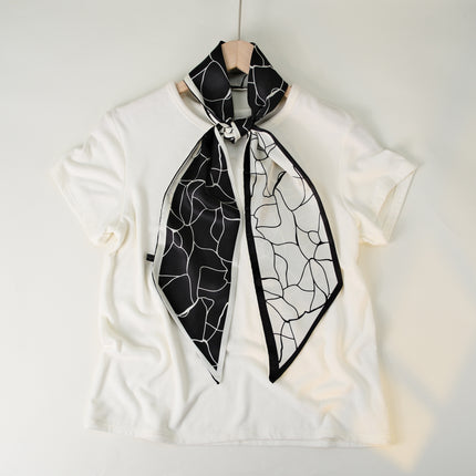 2025 European and American-style Beveled Silk Scarf Cross-border Silk Cashew Dot Long High-end Ribbon Scarf Women's Belt