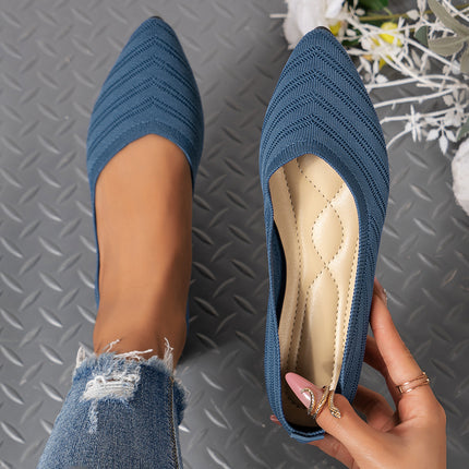 Pointed Toe Shallow Mouth Flats for Women 2025 Summer Women's Shoes Spring Breathable Flats Shoes Large Size Knitted Beanie Shoes Casual and Versatile